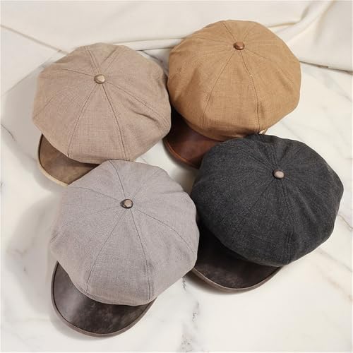 Chapeau de peintre en patchwork PU et lin haut de gamme