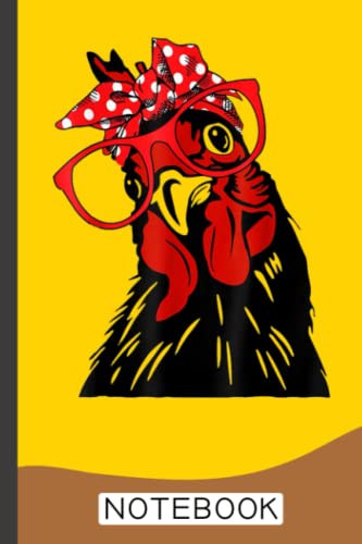 cute Women Girl Chicken With Bandana Headband and Glasses Notebook: Chickens Wide Ruled | Cute Chicken Notebook | School Notebook | 6 x 9 | 120 Lined Pages