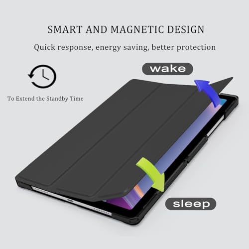 Image of ProElite Cover for Samsung Galaxy Tab A11 Plus 11 inch Case Cover, Smart Flip Case Cover for Samsung Galaxy Tab A11+ 11 inch Translucent Back with Stylus Pen, Black