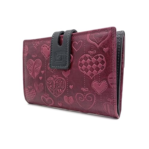 C CASANOVA Cartera de Mujer en Piel Ubrique | Hechas a Mano | Monedero Moderno Integrado | Cartera Mediana con Protección RFID | Diseño Compacto y Elegante | Modelo 39614 Mora