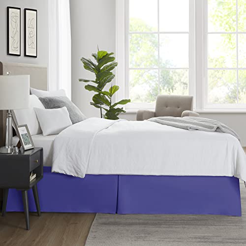 Image of Nestl Royal Blue Blue Bed Skirt Queen Size - Queen Bed Skirt 14 Inch Drop - Brushed Microfiber Bed Skirts - Hotel Quality Pleated Bed Skirt - Shrinkage & Fade Resistant