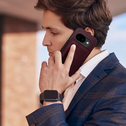 DJDUCK Designed for Google Pixel 10A Case Wallet with Card Holder, [Magnetic Clasp Cover] [RFID Blocking Leather Protection] Shockproof Women Men Cases 6.1 Inch for Pixel 10A Wine Red by DJDUCK - Used condition - Image 8