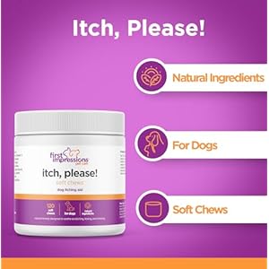 First Impressions Itch, Please! Dog Allergy Chews – Dog Allergy Relief – Stop Licking, Scratching and Chewing – Apple Cider Vinegar, Probiotics, Turmeric – Allergy Relief for Dogs Itching – 120 ct