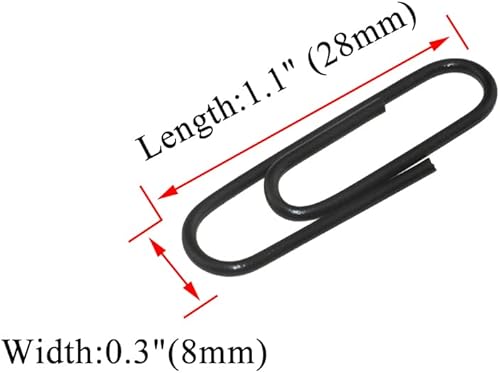 Miniatura 2 de HAHIYO Clips de papel grandes de 1.1 pulgadas (1.102 in) de longitud, clips negros con revestimiento de vinilo para evitar arañazos y desgarros, las