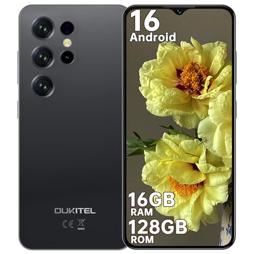 OUKITEL C2 Smartphone Android 16-16(4+12) GB RAM + 128GB ROM/TF 1TB - 6,52' HD Telefono Cellulare 5000mAh 13MP+5MP Camera Telefono Dual SIM 4G Cellulari e Smartphone/Face ID/3.5mm Jack Nero
