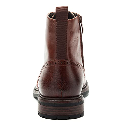 Temeshu Men's Wingtip Ankle Boot Side Zip Motorcycle Oxford Boots (with shoelaces) HH073