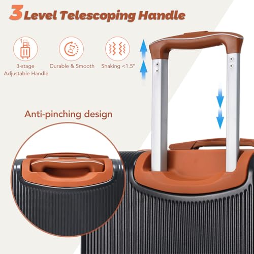 Hardshell Luggage Set of 3, ABS Carry on Suitcase Hardside Luggage with TSA Lock Spinner Wheels Lightweight Luggage Set Luggage Piece Luggage Travel Bag for Women,Black3