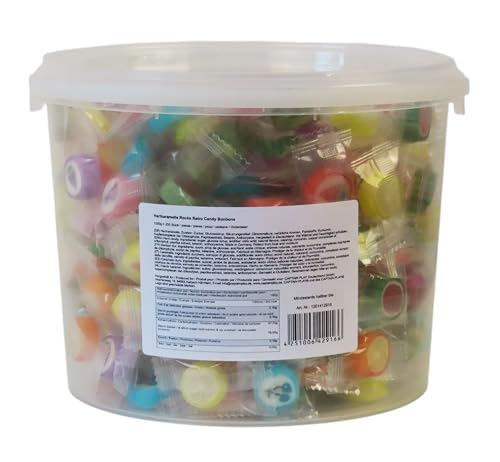 Party Bucket mit Rocks Retro Candy Bonbons in Einzelverpackung, 1er Pack (1 x 1 kg)