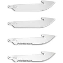 OUTDOOR EDGE 3" Replacable Combo Blade Pack - 2 Stainless Steel EDC Drop-Point Blades & 2 Stainless Steel Serrated Drop-Points - Compatible 3" Razor Blade Knives