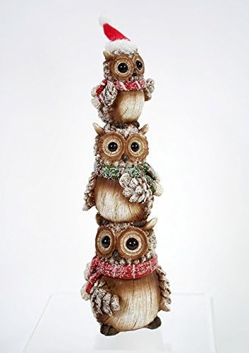 Holiday Owl Stacker Figurine - Christmas or Winter Decoration