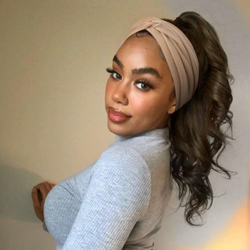 Image of DRESHOW 4 Pack Turban Headbands for Women Wide Vintage Head Wraps Knotted Cute Hair Band Accessories