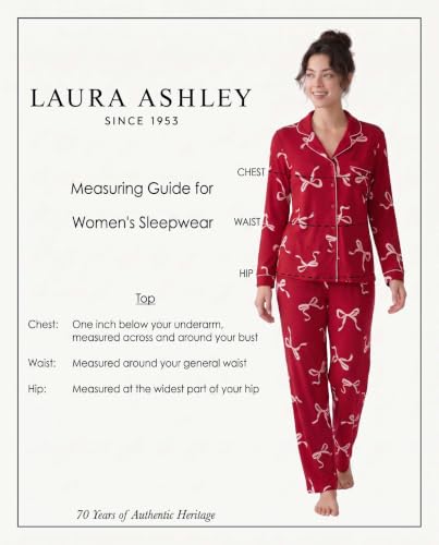 Image of Laura Ashley Women's Plush Knit Pajamas 2 Piece Ultra Soft Brushed Long Sleeve Button Down Top and Pants Sleepwear Set