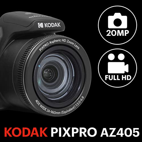 KODAK PIXPRO AZ405-BK 20MP Digital Camera 40X Optical Zoom 24mm Wide Angle Lens Optical Image Stabilization 1080P Full HD Video 3" LCD Vlogging Camera (Black) view 2
