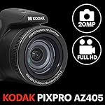 KODAK PIXPRO AZ405-BK 20MP Digital Camera 40X Optical Zoom 24mm Wide Angle Lens Optical Image Stabilization 1080P Full HD Video 3" LCD Vlogging Camera (Black) - Image 2