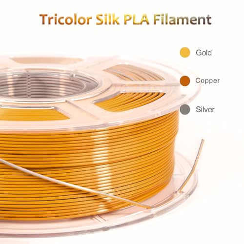 Image of FiLAMONT PLA Silk Filament 1.75mm, 3D Printer Filament, Shiny Silk 1.75 PLA Filament, 1kg(2.2Lbs) /Spool (Silk Gold Silver Copper)