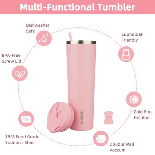 Image of BJPKPK 34oz Coffee Tumbler with Straw, Insulated Stainless Steel Cup