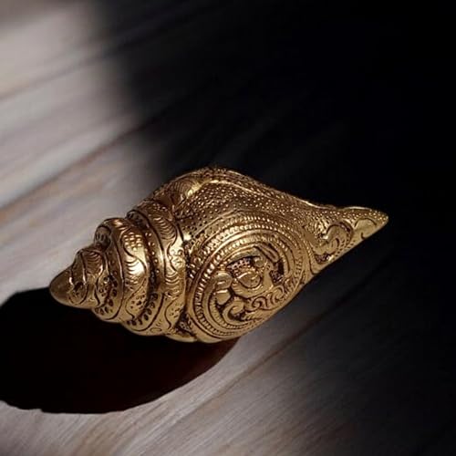Shankh de latón de 4 pulgadas concha sagrada tradicional para rituales 4