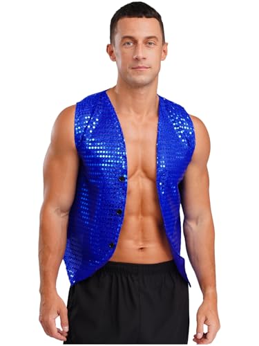 YiZYiF Men Shiny Sequins Vests Glitter Waistcoat Party Dress Vest Wedding Nightclub Stage Gilet Suit4