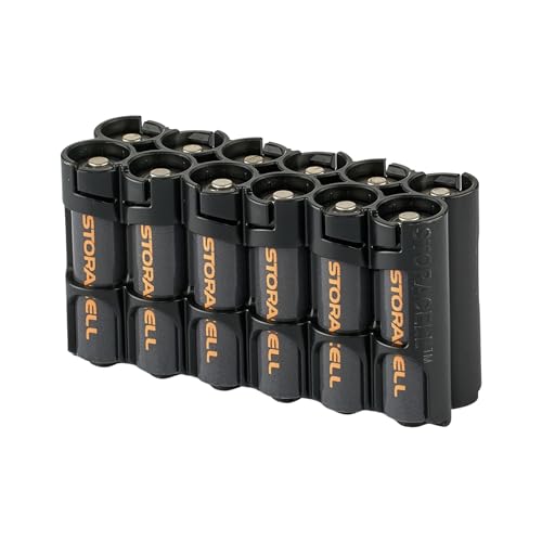 AA Battery Storage Caddy by Storacell, Black, Holds 12 Batteries (Not included)