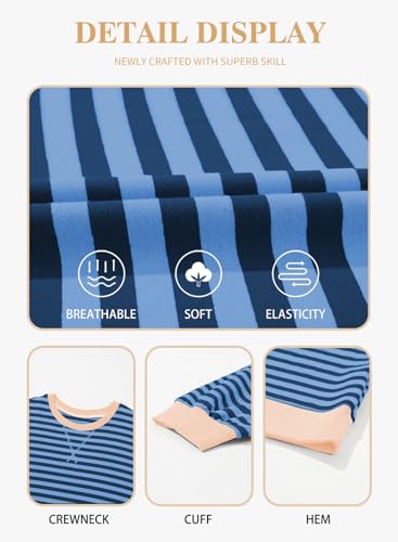 Image of Eytino Women Plus Size Striped Color Block Crewneck Sweatshirt(1X-5X)