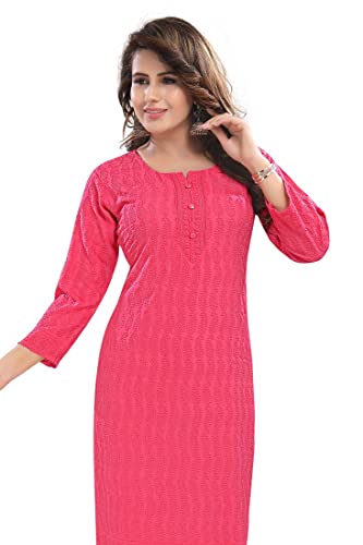 Image of DARIKA Women's Cotton Chikankari Straight Kurti Multiple Color in from Small to Plus Size.