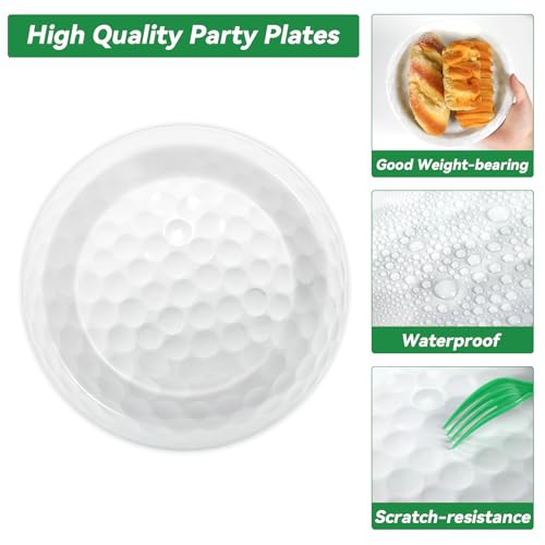 Image of Qyeahkj 100 Pcs Golf Party Supplies Plates and Napkins Set Golf Birthday Decorations Paper Tableware Dinnerware Kit Disposable Sports Ball Themed Party Decor Favors for Kids Serves 25