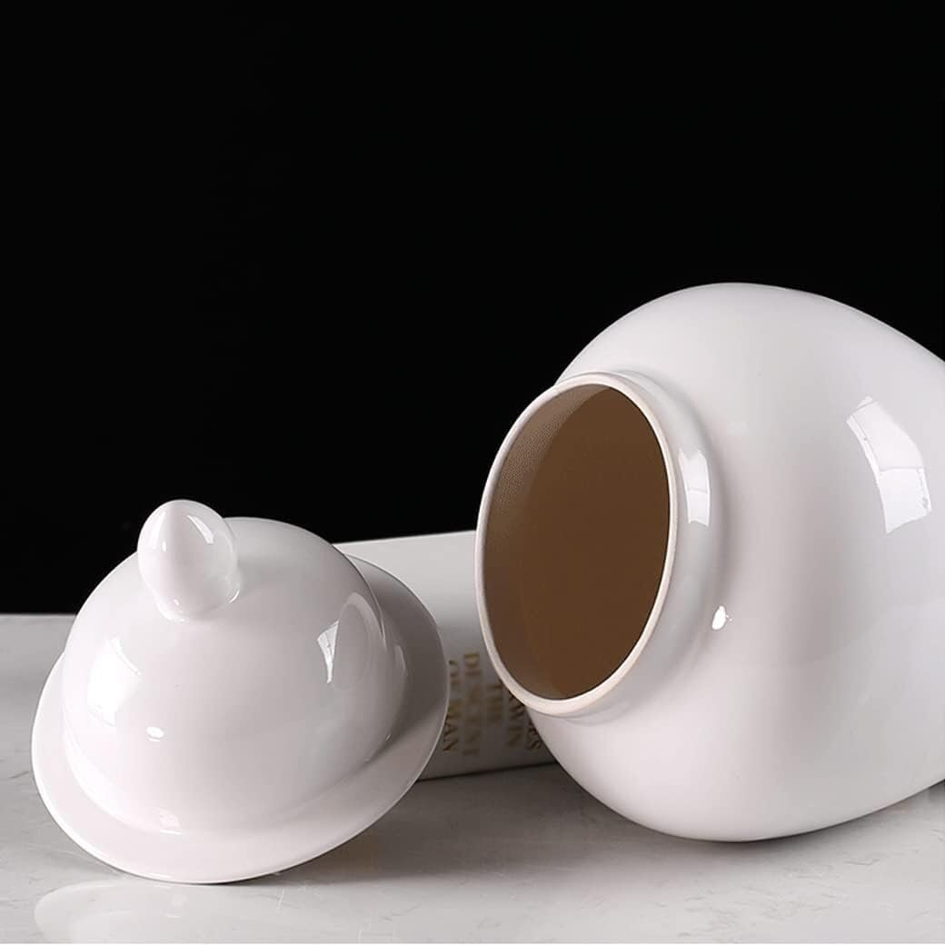 Food Storage Jar,Decorative Jar Ginger Jar Vase Decor Ceramic White Ginger Jar with Lid Exquisite Beautiful Decorative Porcelain Jars Temple Jar with Lids Ginger Jars Stora,a-23 * 47Cm