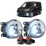 CJZJPV Fog Light Assembly Fit for Ford Transit Connect 2011-2023 with Bulbs 6500K Cool White 400% Super Bright, Fog Light Kit Replacement 3152033NAC,Plug and Play,Pack of 2