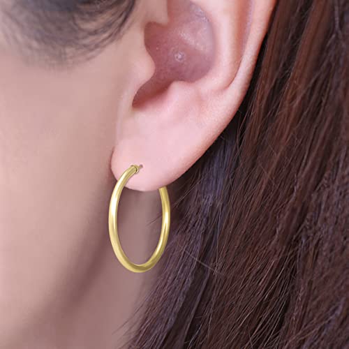 40Mm 14K Yellow Gold Filled Endless Hoop Earrings (3Mm Gauge) #TOP1