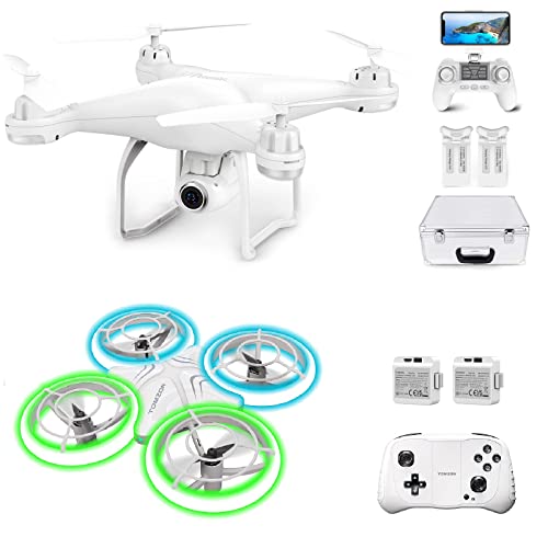 Potensic T25 Drone With 2K Camera For Adults Bundle With Tomzon A34 Drone For Kids With Leds, Mini Drone With High Speed Rotation, Throw To Go,3D Flip, Circle Fly #TOP23