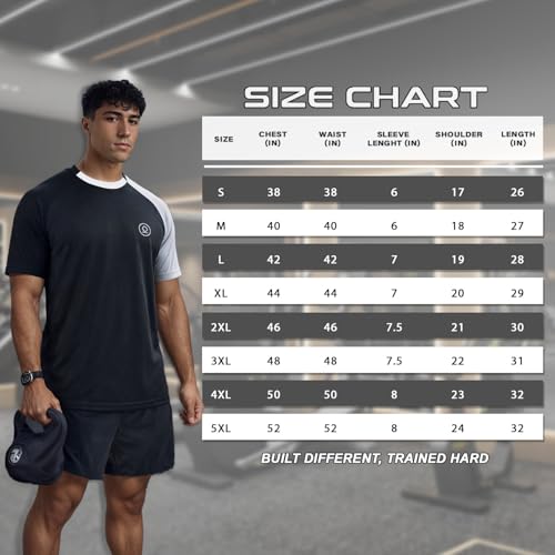 Image of CHKOKKO Gym Tshirt for Men Workout Regular Fit Sports Activewear Man Tshirts with Round Crew Neck and Half Sleeves for Yoga Running&Outdoor Activities