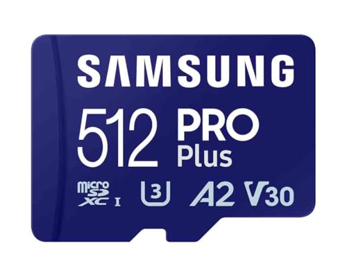 Samsung PRO Plus MicroSD Card, 512 GB, UHS-I U3, Full HD & 4K UHD, Read Speed 180 MB/s, Write Speed 130 MB/s, Memory Card for Cameras and Drones, Includes USB Card Reader, MB-MD512SA/EU