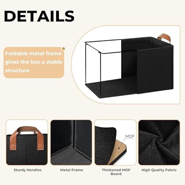 GRANNY SAYS Storage Baskets for Shelves, Closet Organizer Bins, Clothes Storage Bins with Metal Frame, Large Baskets for Organizing and Storage, Collapsible, Black, 2-Pack