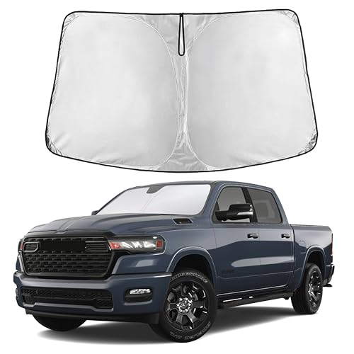 Image of EcoNour Windshield Sun Shade Compatible for Dodge RAM 1500 2019-2026 | Pickup Truck Front Window Sunshade | Foldable 4-Layer Sun Visor Protector | UV & Heat Blocking | Keeps Cabin Cooler