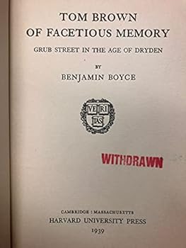 Hardcover Tom Brown of Facetious Memory [Unknown] Book