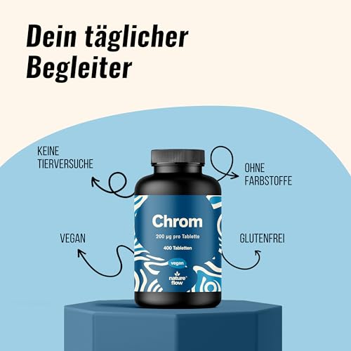 Chrom Picolinat hochdosiert - 400x Tabletten hochdosiert mit 200 mcg Chrom pro Tablette - vegan und produziert in Deutschland - Verpackung kann variieren