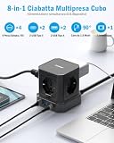 Cube TOPREK Cube listwa zasilająca USB, 1,5 m, przedłużacz z 4 włoskimi gniazdkami, 2 USB-C (20 W PD3.0) i 2 USB-A, 1 przełącznik 3680 W/16 A, czarna