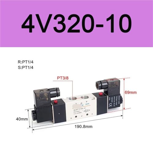Électrovanne 4V120-06 à inversion rapide 5/2 pour vérin pneumatique 12V