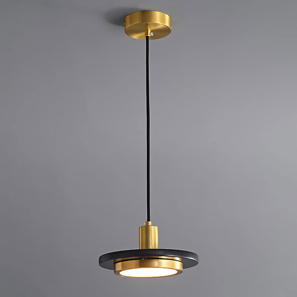 Lámpara colgante de mármol ultrafina, lámpara colgante de latón ultrafina con kit de piedra natural, lámpara LED moderna de 8 W, lámparas de suspensión para comedor, luces de isla de cocina ti