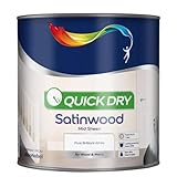 HOCHSTE® Quick Dry Satinwood Paint, Pure Brilliant White, Water-Based Interior Paint for Wood & Metal, Low Odour, Non-Yellowing, Wipeable Mid Sheen Finish, Skirting, Doors, Trim, White, 750ml
