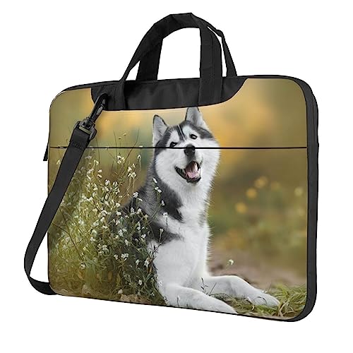 Sac pour ordinateur portable à motif Husky avec bandoulière amovible et poignées confort