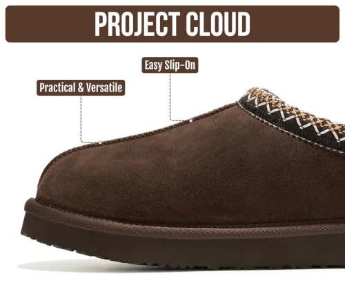 Image of Project Cloud 100% Genuine Leather Shearling Slippers for Women (Nerita) | Australian Fur Lining Memory Foam Insole Non Slip EVA Sole Fuzzy Plush House Shoes Warm Cozy Indoor Footwear Everyday Comfort
