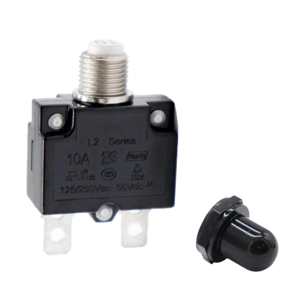 MERISHOPP 10A Circuit Breaker Overload Switch Fuse Reset with Black Cap Ac 125/250V-picture-36