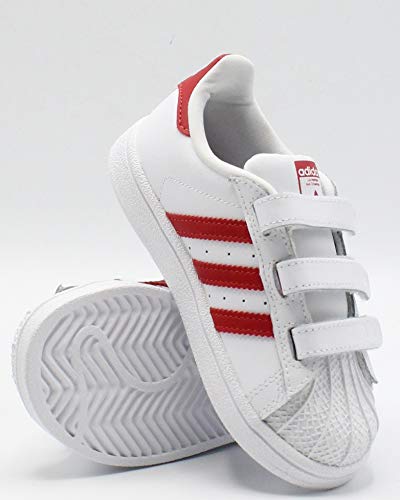 adidas Kids Superstar CF I Sneaker (Toddler) - White Scarlet,White Scarlet,42