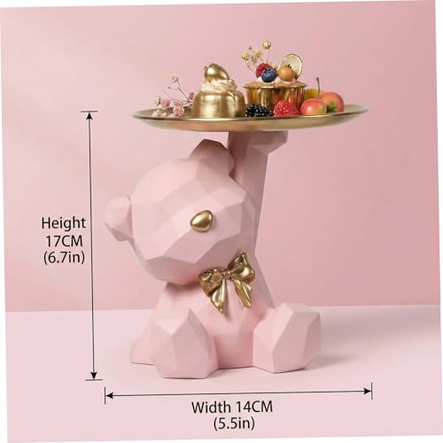 Sculpture d'ours décorative en résine avec coupelle dorée pour bijoux et cosmétiques - 5