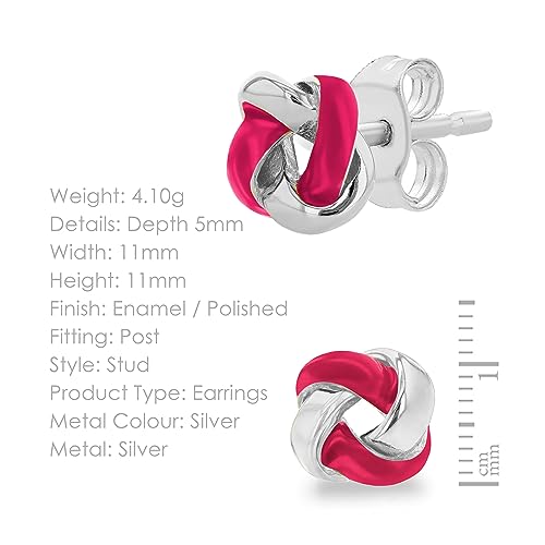 Boucles d'oreilles clous argent sterling avec nœud émail - 4