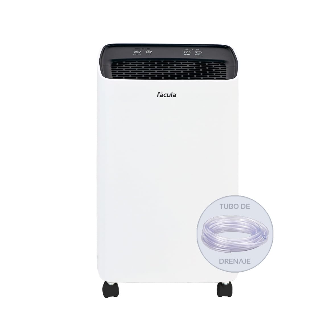 Fácula - Deshumidificador Gobi 12 l/día | Control Inteligente | Depósito extraíble 2l | Modo Auto | Temp 1-24h
