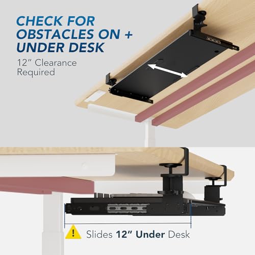 Keyboard Tray Under Desk Pull Out with Extra Sturdy C Clamp Mount System, 27 (33 Including Clamps) x 11 Inch Slide-Out Platform Computer Drawer for Typing
