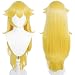 Anogol Hair Cap+Princess Wig Long Wavy Halloween Cosplay Wig Yellow Costume Wigs
