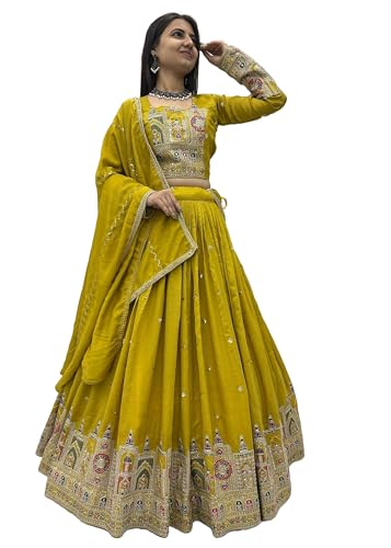 Lehenga de mariage brodé en pure soie vichitra avec sequins de luxe